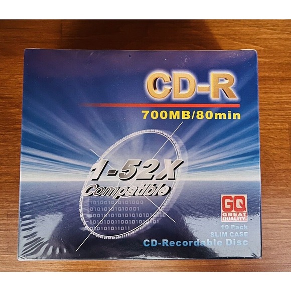 CD-R 1-52x Compatible GQ 10 pack CD Recordable‎ Disc 700mb/80 Min - Picture 1 of 3